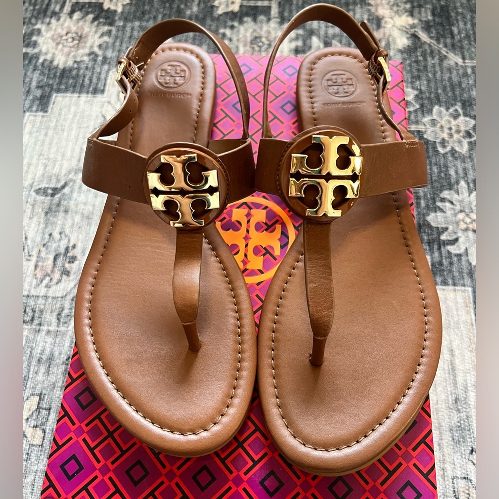 Tory Burch tan leather Claire sandals size 10